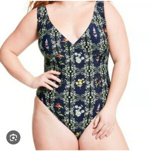 Women's Aguabendita Navy Floral One Piece Swimsuit